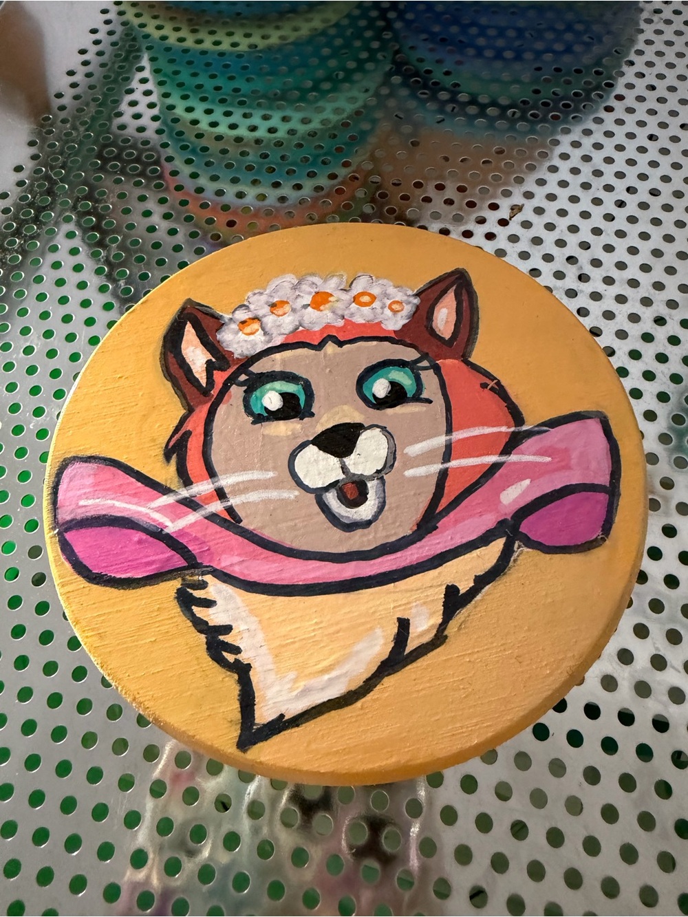 Custom hand painted Disney cat Dinah coaster